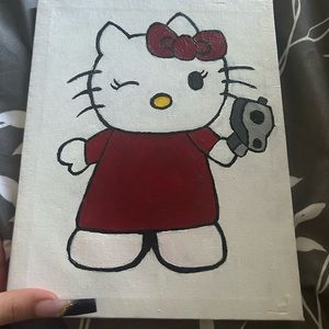 8 by 10 inch hello kitty painting